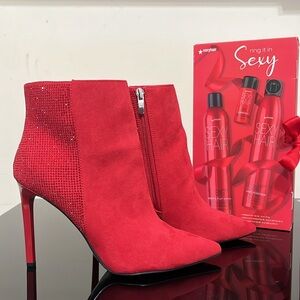 🔥 NINE WEST BLING BLING RED HOT ANKE BOOT HEELS 👠 NWT ♥️🎁. #3.